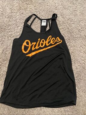 PINK Victoria's Secret Black Tank Top with Orange Orioles Script Y2K